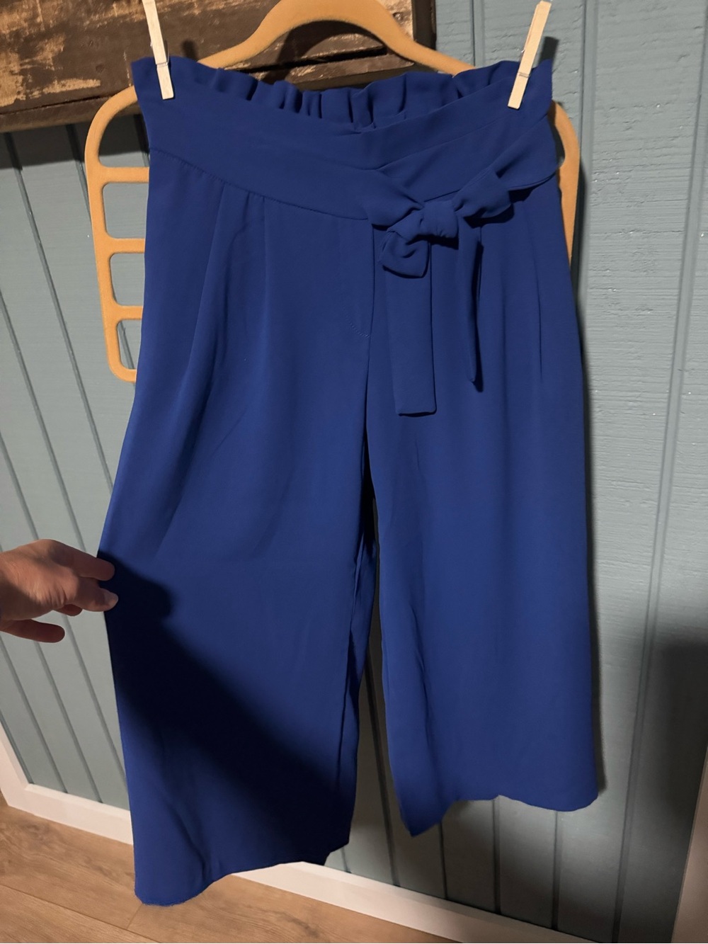 Carolina Belle Wide-Leg High Waist Tie-Belt Pants in Royal Blue